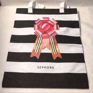 New Sephora Striped Tote Bag with Bow